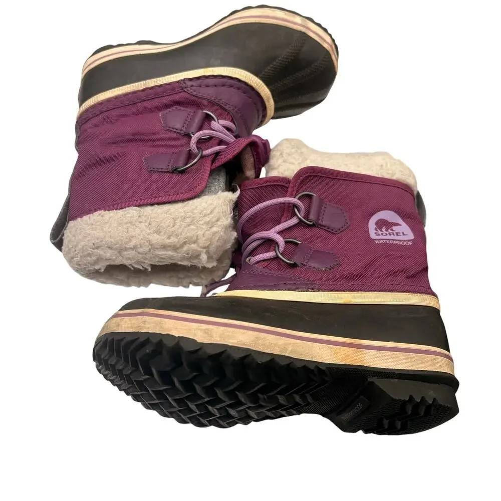 Sorel Winter Boots 11 Purple Black Waterproof Insulated Snow Shoes Winter Cozy